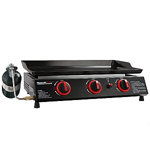 Royal Gourmet Portable Gas Grill 3-Burner Tabletop Griddle Outdoor BBQ  Camping