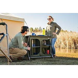 Ozark Trail Deluxe Camping Table w Storage Gray 45 Free Shipping