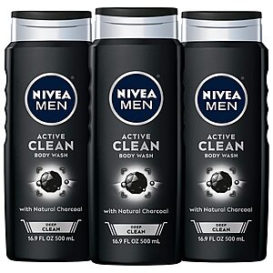 3-Pack 16.9-Oz NIVEA Men Deep Active Clean Charcoal Body Wash or Cool W/ Icy Menthol $  11.45 ($  3.81 Ea) w/ S&S + Free Shipping w/ Prime or on $  35+