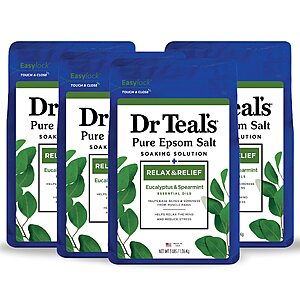 4-Count 3-Lb Dr Teal's Pure Epsom Salt Relax & Relief w/ Eucalyptus & Spearmint $  15.60 ($  3.90 Ea) w/ S&S + Free Shipping w/ Prime or on $  35+