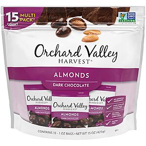 15-Count 1-Oz Orchard Valley Harvest Dark Chocolate Covered Almonds $  9 ($  0.60 Each) & More w/ S&S + Free Shipping w/ Prime or $  35+