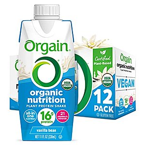 12-Count 11-Oz Orgain Organic Vegan Plant Based Nutritional Meal Replacement Shake (Vanilla Bean) $  17.25 ($  1.44 each) w/ S&S + Free Shipping w/ Prime or on $  25+