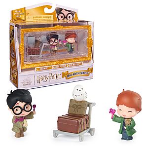 3-Pack 1.5" Wizarding World Harry Potter Micro Magical Moments Exclusive Harry, Ron, Hedwig Figures Set w/ Accessories and Display Case $3.90