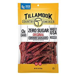 10-Oz Tillamook Country Smoker Keto Friendly Zero Sugar Smoked Sausages (Original) $9 w/ S&S