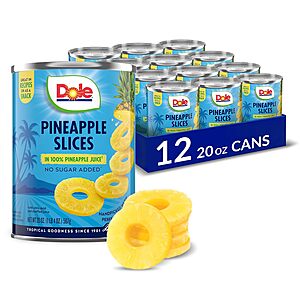 12-Pack 20-Oz Dole Canned Pineapple Slices in 100% Pineapple Juice