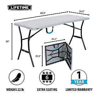 5' Lifetime Folding Tailgating Camping & Outdoor Table (Gray) $  45 + Free Shipping