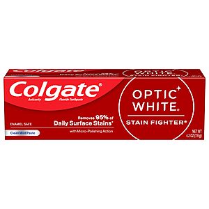 4.2-Oz Colgate Optic White Stain Fighter Whitening Toothpaste (Clean Mint Flavor)