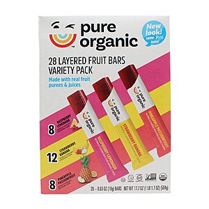 28-Count Pure Organic Layered Fruit Bars Variety Pack $  11.99 (.43c Ea) + Free Shipping w/ Prime or on $  35+