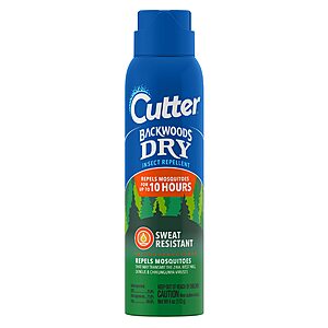 4-Oz Cutter Backwoods Dry Insect Mosquito Repellent w/ 25% DEET & Sweat Resistent (Aerosol Spray) $  3.40 + Free Shipping w/ Prime or on $  35+