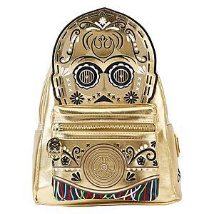 Star Wars Loungefly C-3PO Embroidered Day of the Dead Cosplay Double Strap Shoulder Bag Purse $  39.10 + Free Shipping