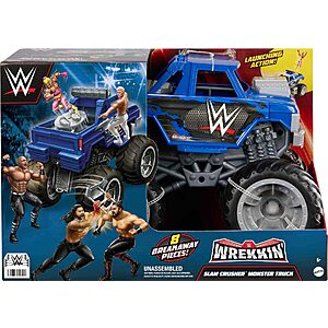 Mattel WWE Action Figure Vehicle WWE Wrekkin Slam Crusher Monster Truck w/ 8 Breakaway Parts $22.96 + Free Shipping w/ Prime or on $35+