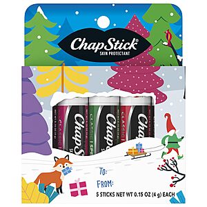 5-Count ChapStick Lip Balm Variety Gift Set (Classic Original, Spearmint, Cherry & Strawberry) $4.20 w/ S&S + Free Shipping w/ Prime or on $35+