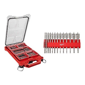 113-Piece Milwaukee Shockwave Steel Screw Driver Bit Set w/ Packout Case & High Speed Wood Spade Bit Set $79.97 + Free Shipping