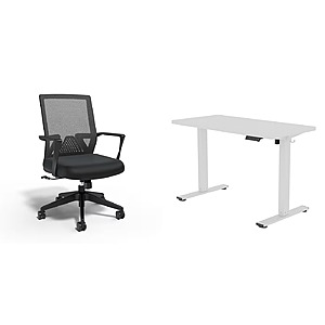 Cartwright Ergonomic Fabric Task Chair + 48" FlexiSpot E2 Electric Standing Desk $180 + Free Shipping
