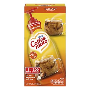50.7-Oz Nestle Coffee Mate Concentrated Coffee Creamer w/ Pump (Hazelnut) $8.26 w/ S&S + Free Shipping w/ Prime or on $35+