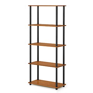 5-Tier Furinno Turn-N-Tube Round Tube  Multipurpose Shelf (Light Cherry/Black) $26.34 + Free Shipping w/ Prime or on $35+