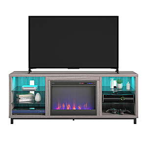 64.8" Ameriwood Lumina Deluxe Fireplace TV Stand for TVs up to 70" (Light Walnut) $124.97 + Free Shipping