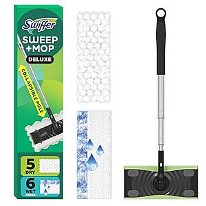 Swiffer Sweep & Mop Deluxe 2-in-1 Floor Mopping and Sweeping Kit (1 Sweeper, 5 Dry + 6 Wet Cloths) $14.77 + Free S&H w/ Prime or $35+