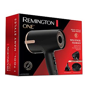 Remington ONE Ionic Hair Dryer Ceramic w/ Diffuser, Flyaway Tamer & Concentrator (Black) $28.31 + Free Shipping w/ Prime or on $35+