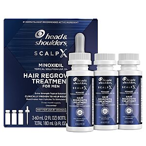 3-Pack 2-Oz Head & Shoulders Scalp X 5% Minoxidil for Men, Hair Regrowth Treatment $11.44 w/ S&S + Free Shipping w/ Prime or on $35+ $11.04
