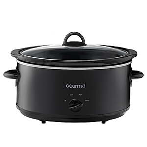 6-Quart Gourmia Slow Cooker w/ 3 Heat Settings + Keep Warm (Black, White) $18 + Free S&H w/ Walmart+ or on $35+