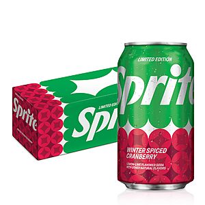12-Pack Sprite Winter Spiced Cranberry, Lemon-Lime & Cranberry Flavored Soda Pop Soft Drink $4.34 + Free Shipping w/ Prime or on $35+