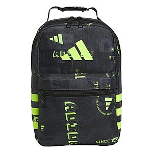 adidas Santiago Lunch Bag Cooler Insulated Food Container Box w/ Mesh Pocket (Black/Lucid Lemon Yell
