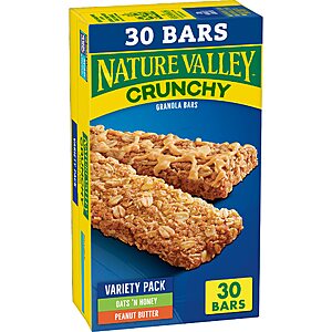 30-Count Nature Valley Crunchy Granola Bars (Oats 'n Honey & Peanut Butter) $4.51 + Free Shipping w/ Prime or on $35