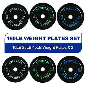 160-Lbs BalanceFrom Olympic Bumper Plate Weight Plate Set w/ Steel Hub (Black) $104 + Free Shipping