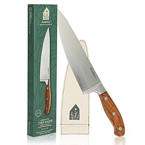 8'' Bloomhouse Full Tang German Stainless Steel Chef's Knife w/ Italian Olive Wood Handle & Storage Sheeth $23.22 + Free Shipping w/ Prime or on $35+