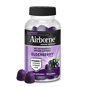50-Count Airborne Elderberry + Zinc & Vitamin C & D Gummies $6 w/ Subscribe & Save