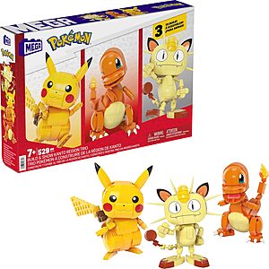529-Piece MEGA Pokémon Kanto Region Trio Building Set (Pikachu,Charmander & Meowth) $19.62 + Free Shipping w/ Prime or on $35