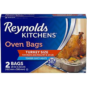 2-Count 19"x23.5" Reynolds Kitchens Turkey Size Oven Bags (Up to 24-Lbs) $1.20 w/ Subscribe & Save