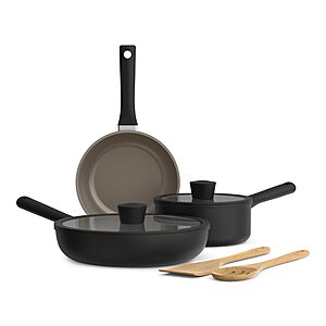 Bella 7-Pc Cookware Set w/ EverGood Ceramic Nonstick Coating (Black) $28.85 