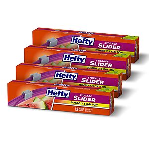4-Pack 12-Count 2.5 Gallon Hefty Slider Jumbo Storage Bags $11.41 ($2.85 Ea) w/ S&S + Free Shipping w/ Prime or on $35+