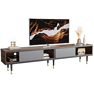 80" Bestier Mid Century Modern TV Stand Cabinet w/ Storage & Sliding Doors (Ancona Walnut) $89.99 + Free Shipping