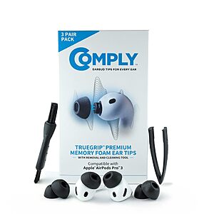 3-Pk Comply TrueGrip AirPods Pro Gen 3 Replacement Earbud Tips (S/M/L) $13.80 