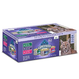 Select Accts: 12-ct 3-oz Blue Buffalo Wilderness Pate Wet Cat Food Variety Pack $10.30 w/ S&S