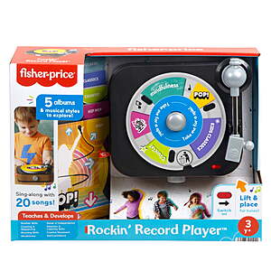 Fisher-Price Rockin' Record Player Musical Toy w/ Turntable & 5 Records $24.99 + Free Shipping w/ Walmart+ or on $35+