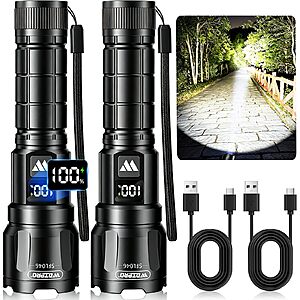 2-Pk Wdtpro LED USB-C Rechargeable Tactical Flashlight w/ Zoom $10.99 ($5.50 Ea) + Free Shipping w/ Prime or on $35+