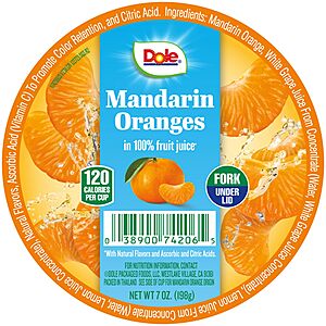 12-Pack 7-Oz Dole Fruit Bowls Mandarin Oranges in 100% Juice $11.11 (93c Ea) w/ S&S + Free Shipping w/ Prime or on $35+