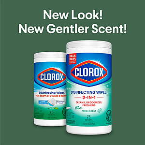 6-Pack 75-Count Clorox Bleach-Free Disinfecting & Cleaning Wipes (Fresh Scent) $17.53 + Free Shipping w/ Walmart+ or on $35+