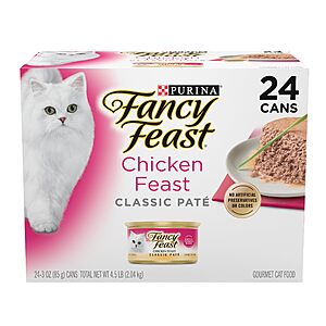 24-Pack 3-oz Fancy Feast Chicken Feast Classic Pate Grain-Free Wet Cat Food $13.72 (57c Ea) w/ S&S + Free Shipping w/ Prime or on $35+