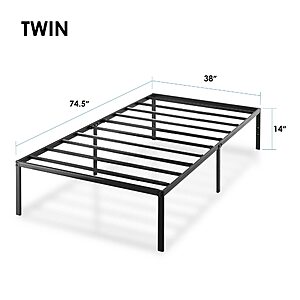 Best Price Mattress 14" Twin Metal Platform Bed w/ Heavy Duty Steel Slat Foundation (Black) $33.14 + Free Shipping w/ Prime or on $35+