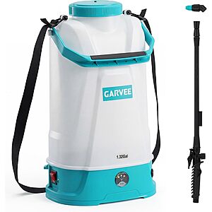 Garvee 1.32-Gallon 12V Battery Powered Electric Sprayer w/ Adjustable 0-60 PSI Pressure & Shoulder Strap $21.99 + Free Shipping w/ Prime or on $35+