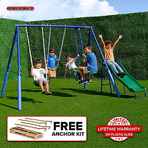 Sportspower Metal Swing Set w/ 2-Person Glider, 2 Swings & 5' Slide $127.99 + Free Shipping