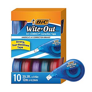 10-Count BIC Wite-Out EZ Correct Tear-Resistant Correction Tape $10.92 ($1.09 Ea) w/ S&S + Free Shipping w/ Prime or on $35+