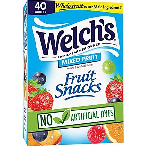Select Accounts: 40-Pk 0.8-Oz Welch's Fruit Snacks (Mixed Fruit) $4.65 w/ S&S
