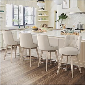 Set of 4 Rowland 26.5" Upholstered Fabric Swivel Counter Height Bar Stools w/ Solid Wood Legs (Line) $170.56 ($42.64 Ea) + Free Shipping
