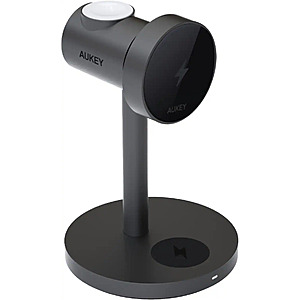 Aukey MagFusion 3-in-1 Magnetic Wireless Charging Station (Gray) $31.99 + Free Shipping